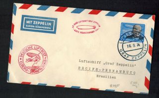 1934 Germany Graf Zeppelin Lz 127 Cover South America Flight To Brazil C56