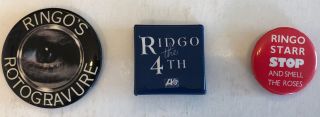 Beatles/ringo Starr - An Assortment Of 3 Ringo Buttons Promoting 3 Of His Albums
