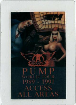 Aerosmith Rare 1989/91 Pump World Tour Laminate Backstage Pass Steven Tyler