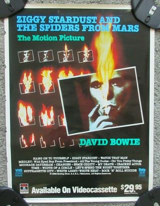 Vintage 1984 Ziggy Stardust David Bowie 24 X 18 Movie Promo Poster