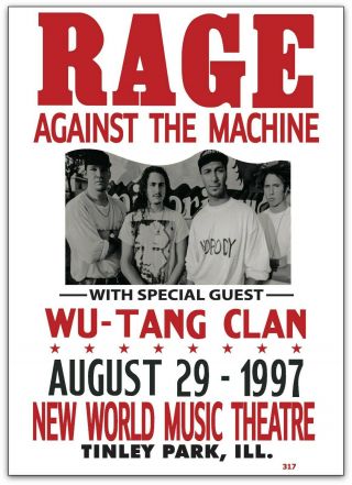 Rage Against The Machine Ratm With Wu - Tang Clan Tinley Park Il 1997 Poster
