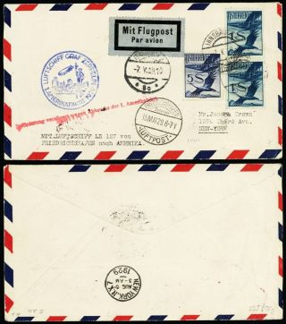1929 Graf Zeppelin Austria To Usa York Cover - Stuart Katz