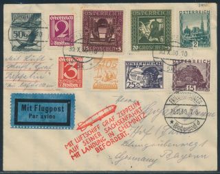Austria Nov 16,  1930 Chemnitz Flight Cvr (9) Diff Stamps Vf Sieger 100aa Br1930