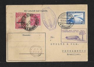 Zeppelin Germany To Brazil Roundtrip Air Mail Mixed Ppc Cover 1931