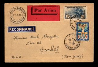 France Sc B23 Single Frank Airmail To Usa / Tb Tied / Correct Rate - L17356