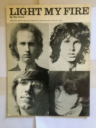 The Doors " Light My Fire " Vintage Sheet Music.  Jim Morrison 1967