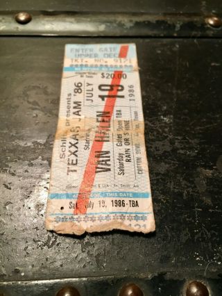 Vintage Van Halen 1986 Texxas Jam Concert Ticket Stub 5150 Tour Rare Red Stripe