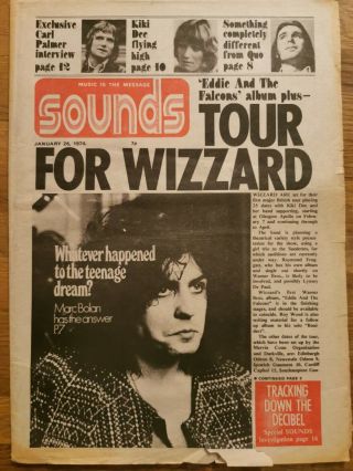 Sounds Music Newspaper January 26th 1974 Marc Bolan And Wizzard Tour Cover