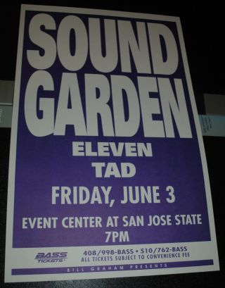 Soundgarden San Jose 1994 Concert Poster Flyer Rare Chris Cornell Print