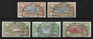Iceland 1930 Airmail Complete Set Of 5 Michel 142 - 146 Cv €300 Vf/xf