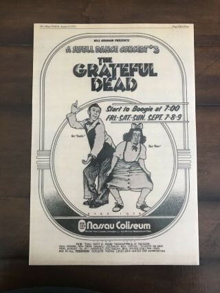 Grateful Dead 1973 Nassau Coliseum Village Voice Ad Poster On Glossy Cardstock