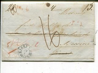 Denmark Stampless Cover From Kjöbenhavn To Italy 1852,  Remailed In Italy