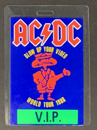 1988 Ac Dc Backstage Pass Blow Up Your Video Tour Laminated Vip Access Pass