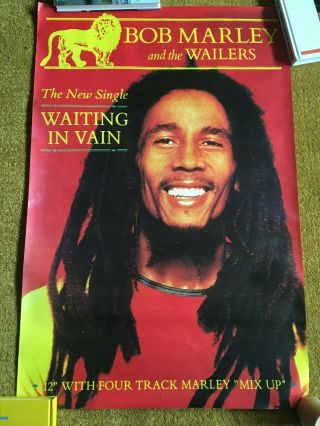 Bob Marley & Wailers Waiting In Vain 25.  5 " X38.  5 " Vintage Promo Poster Tuff Gong
