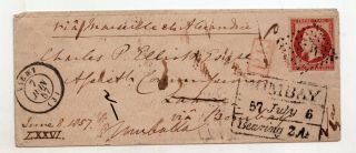1857 France To India Stamp Cover Sc 20 Via Marseille & Alexandrie P.  P.  Id 144