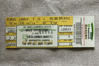 Bruce Springsteen Concert Ticket Stub 4/21/2009 Td Banknorth Garden Boston,  Ma