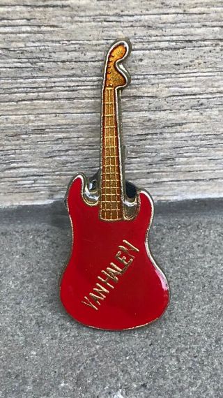 Rare Vintage Van Halen Pin Red Guitar - Shaped Enamel Hat/lapel/tie Rock 