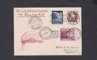 Daw Liechtenstein 1931 Graf Zeppelin Polar Flight Postcard Lot 38 (42)