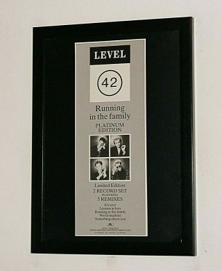 Level 42 Framed A4 1987 `running In The Family Single Band Rare Poster