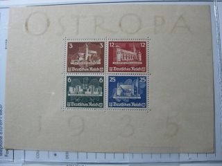 Third Reich Mi.  Block 3 Rare Ostropa Stamp Sheet Cv $1,  325.  00