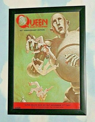 Queen Framed A4 2017 `news Of The World 40th ` Album Band Promo Poster