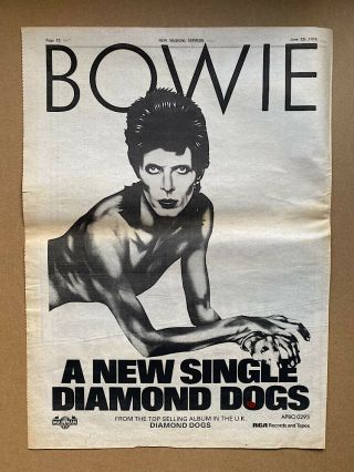 David Bowie Diamond Dogs (b) Poster Sized Music Press Advert From 1974