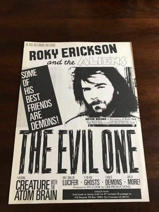 1981 Vintage 8x11 Promo Print Ad For Roky Erickson And The Aliens " The Evil One "