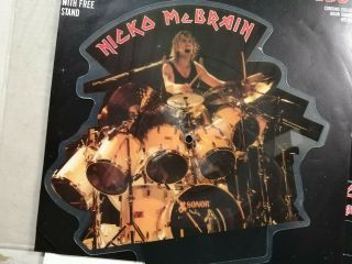 Iron Maiden Nicko Mcbrain " Rhythm Of The Beast " Shaped Picture Disc.  Stand