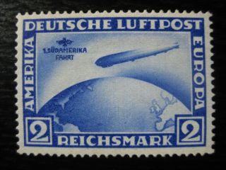 Deutsches Reich Mi.  438 Scarce South America Zeppelin Stamp Cv $400.  00