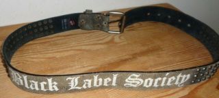 Grey Worn Style Leather Studded Black Label Society Belt - Bioworld M 32 - 34