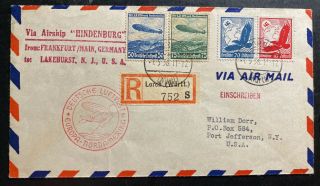 1936 Lorch Germany Hindenburg Zeppelin Lz129 Cover To Port Jefferson Usa