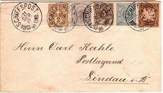 1897 Cover Bavaria Germany To Lindau Schiffspost With Stamps From Other Country