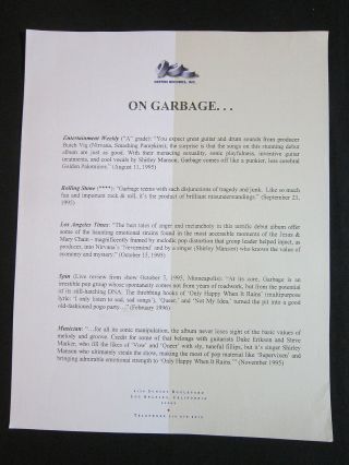 Garbage—1996 Press Release