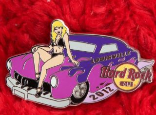 Hard Rock Cafe Pin Louisville Hot Rod Car Sexy Bikini Girl Blonde Classic Hat