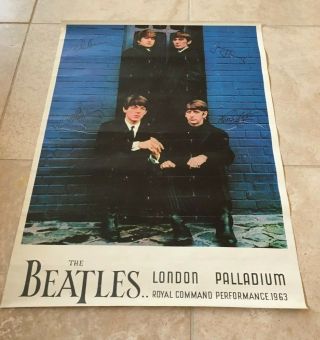The Beatles London Palladium Royal Command Performance 1963 Poster 29 " X 20 " Vg