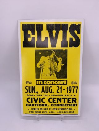 Elvis - Civic Center Hartford Ct 1977 Heavy Cardstock Vintage Poster 14x22