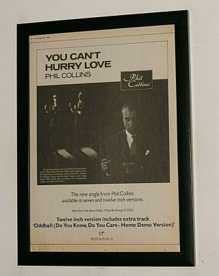Phil Collins Framed A4 1982 `cant Hurry Love` Single Band Promo Poster