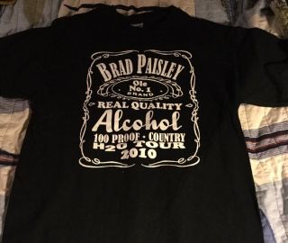 Brad Paisley S/s 2 Sided 2010 Tour Alcohol Black T - Shirt Size Medium
