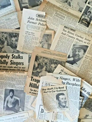 16 Old Newspaper Clippings Country & Western Music Jim Reeves Patsy Cline More