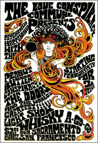 The Doors Whiskey A - Go - Go 1967 Concert Poster Peanut Butter Conspiracy