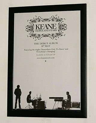 Keane Framed A4 2004 `hopes And Fears` Debut Album Band Promo Poster