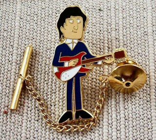" Beatles " John Lennon Tie Tack Pin With Chain Clasp