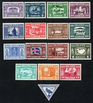 (187) Iceland 1930 Parliamentary Set Sg158 - 72 Mnh (3a,  10a & 20a Are M/mint