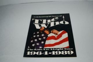 The Who 1989 Kids Are Alright Tour Concert Program Tour Book Pete Townsend