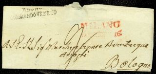 Edw1949sell : Italy Scarce 1836 Disinfected Folded Letter With Black Wax Seal