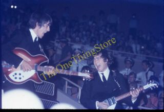 The Beatles Concert George Harrison John Lennon 1960s 35mm Slide Guitar Singing