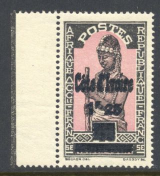 Ivory Coast Cote D’ivoire 1933 1.  25fr On 40c Double Overprint Error (110a) Mnh