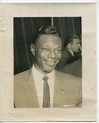 Nat King Cole 1958 Photo W/ Stamp Jazz Pianist Soul Singer J6930