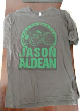Jason Aldean Souvenir Concert T - Shirt Adult Size Large Big Green Tractor