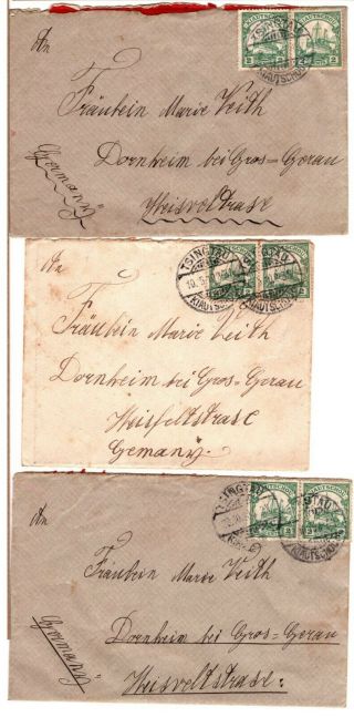 1910 Germany Colony In China Tsingtau Kiautschou 5 Covers & 2 Letters See Scans